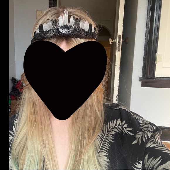!!! SOLD !!! Real Clear Quarts And Obsidian Crystal Crown Tiara - Picture 2 of 9